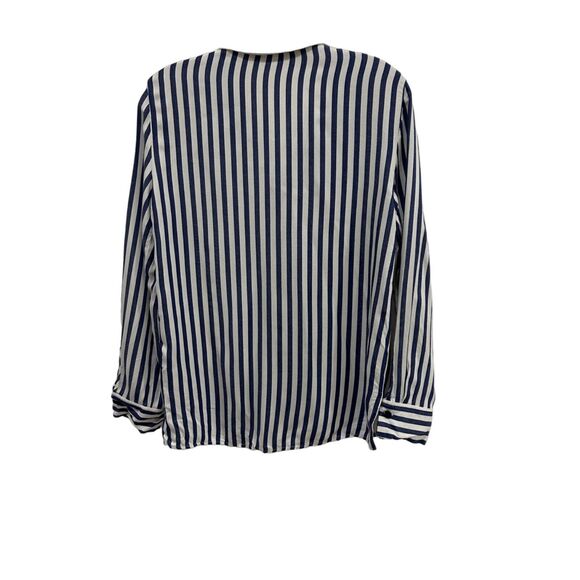 Zara Womens Size Small Stripe Button Down Shirt Nautical Crest Patch Long Sleeve - Picture 3 of 13